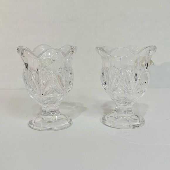 Two Shannon Crystal Tulip Votives   EUC - Picture 1 of 2